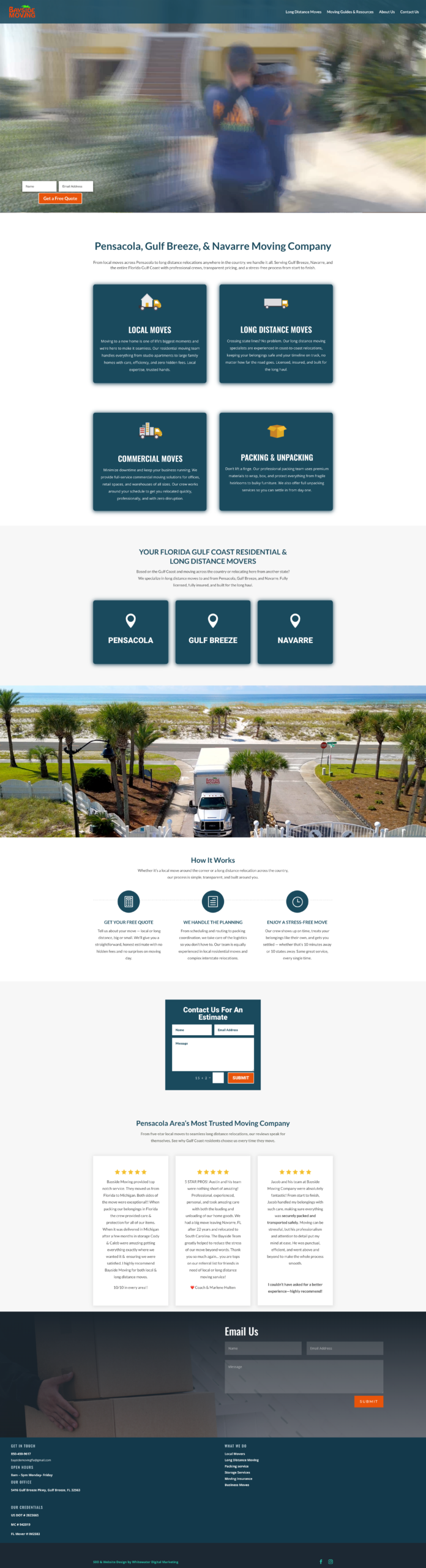 Bayside Moving website by Whitewater Digital Marketing