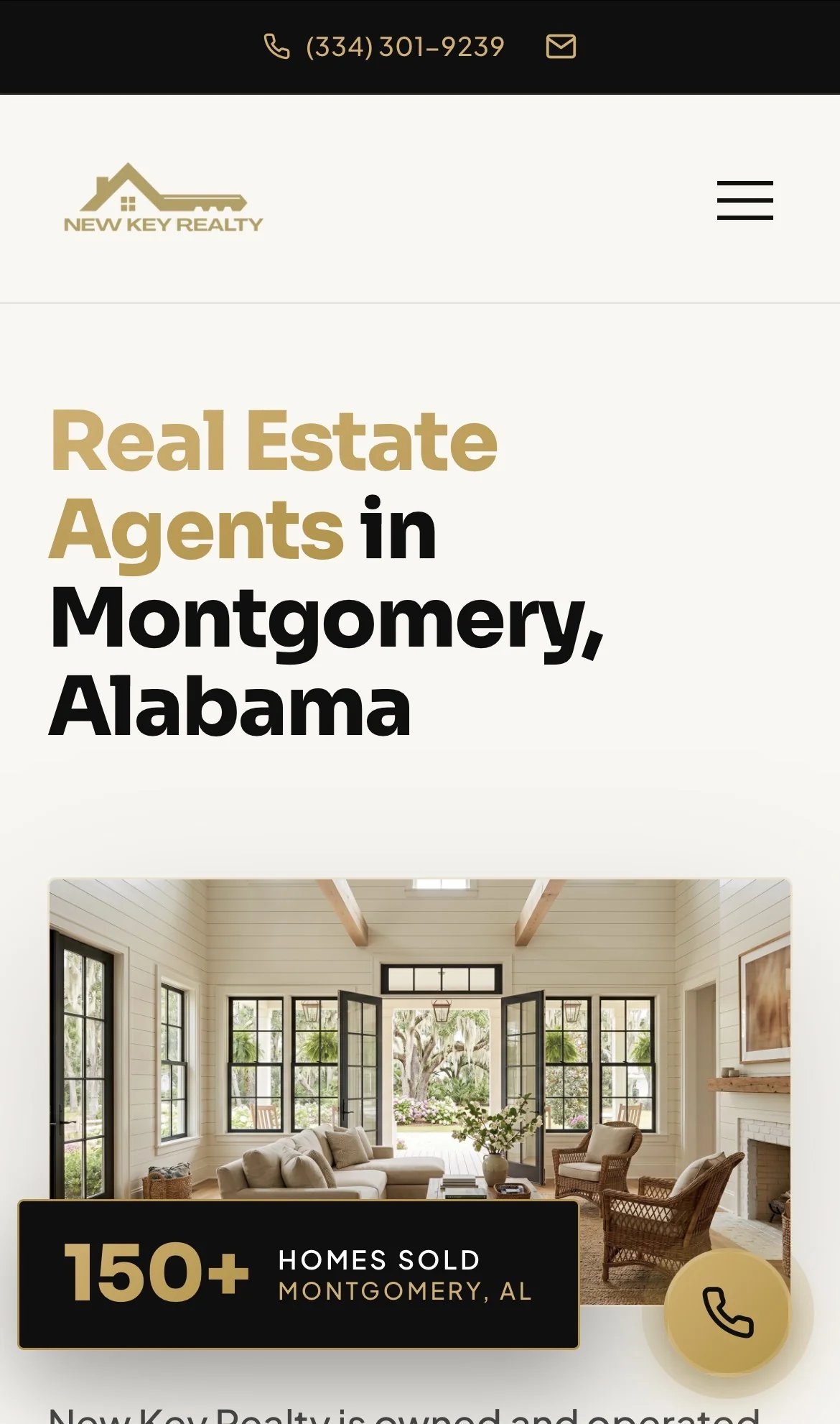 New Key Realty website on a phone